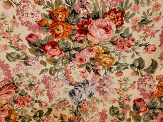 Vintage Ralph Lauren Allison Blue Ribbon Floral King Flat Sheet 3