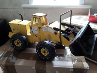 Large Vintage Tonka Metal Yellow Tractor Digger Xmb - 975 Turbo Diesel -
