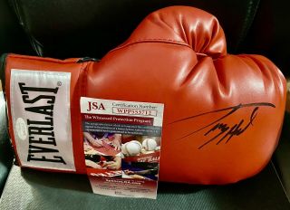 Larry Holmes Autographed Boxing Glove Signed Red Everlast Jsa Witnessed