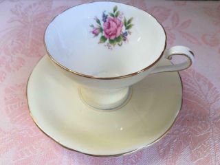 Vintage Aynsley Corset Yellow & Pink Rose Tea Cup & Saucer