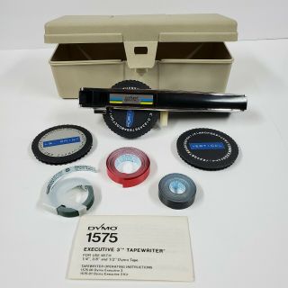 Vintage Dymo 1575 Executive 3 Tapewriter 4 Embossing Labels Instructions & Case