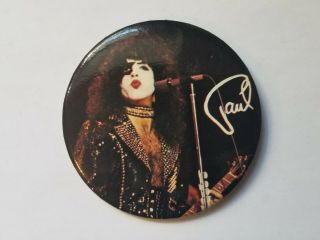 Vintage Kiss Paul Stanley Hotline 3 " Button Aucoin 1977 Love Gun Alive Ii Lp Era