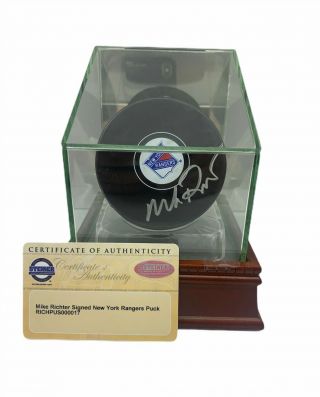 Mike Richter Signed York Rangers Official Game Puck Steiner