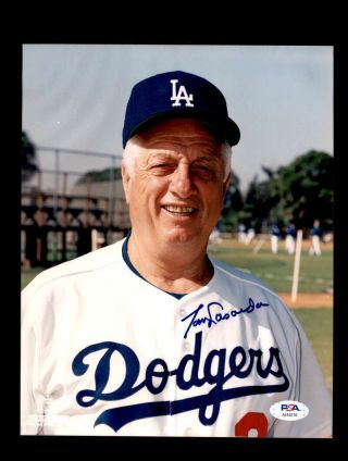 Tommy Lasorda Psa Dna Hand Signed 8x10 Photo Autograph