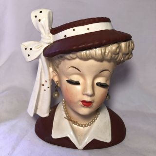 Rare Vintage Napco Lady Head Vase C2633a