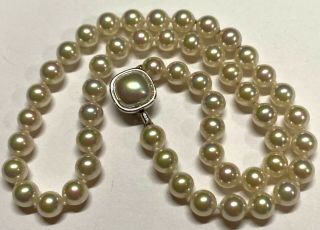 925 Sterling Silver Vintage Majorica Real Pearl Strand Necklace F45