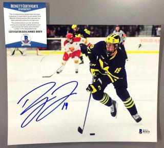 Dylan Larkin Signed Michigan Wolverines " Blue " 8x10 Photo Beckett Red Wings