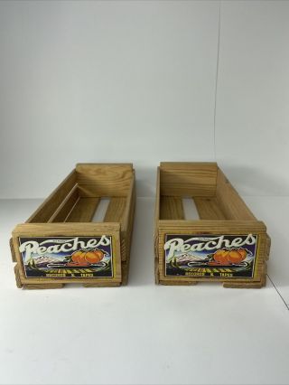 2 Vintage Peaches Records Tapes Wooden Wood Cassette Holder Crate Fits 16 Tapes