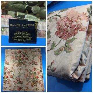 Vintage Ralph Lauren Home Sussex Garden - Peach - Floral Sateen Queen Flat Sheet