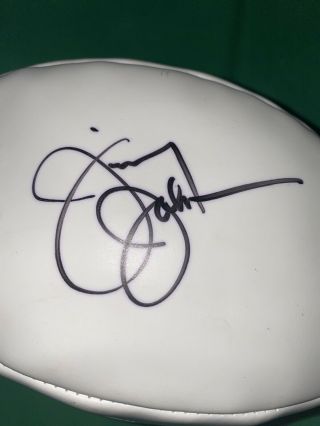 Jimmy Johnson Autographed White Panel Football “ROCK THE GAME” 2