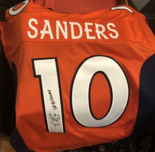 Emmanuel Sanders Signed Jersey - Denver Broncos Inscribed Sb50 Champs Jsa