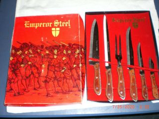 Nib Vintage Emperor Steel 6 Piece Cutlery,  Knife Set,  Made In Japan