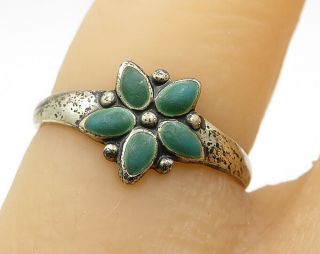 925 Sterling Silver - Vintage Petite Floral Band Ring Sz 5 - R3596