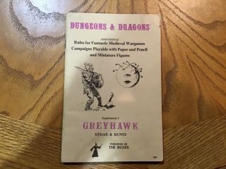 Dungeons And Dragons Greyhawk Supplement 1,  12th Printing 1979 Gygax