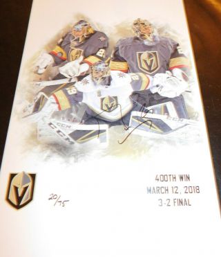 Marc Andre Fleury Signed Las Vegas Golden Knights 11x17 Poster
