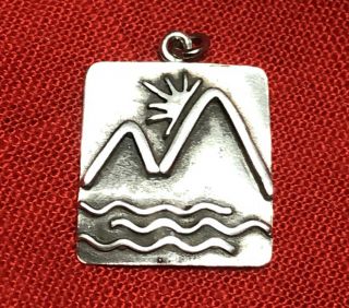 Vintage Navajo Sterling Silver Hand Made Pendant Sunset Over Mountains