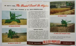 Vintage John Deere Combine Advertising Sales Brochure No.  55 Self Propelled 1950