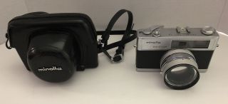 Minolta Hi - Matic 9 Vintage Film Camera With Minolta Rokkor - Pf 1:1.  7 F45mm Lens