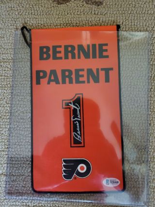 Bernie Parent Autographed Philadelphia Flyers Retirement Banner - Beckett