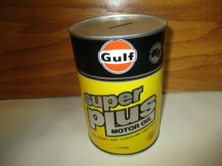 Vintage Gulf Canada Oil Can Coin Bank (5 3/4 " By 4) Plus Motor Oil