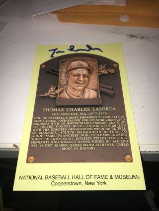 Tom Lasorda Los Angeles Dodgers Signed Hall Of Fame Postcard