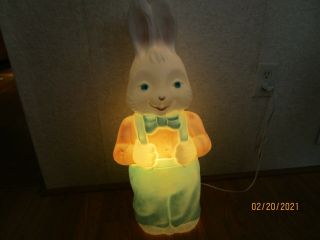 Vintage 1994 Carolina Enterprises Lighted Boy Easter Bunny Blowmold