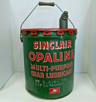 Vintage 3.  8lbs Empty Sinclair Opaline Multi - Purpose Gear Lubricant