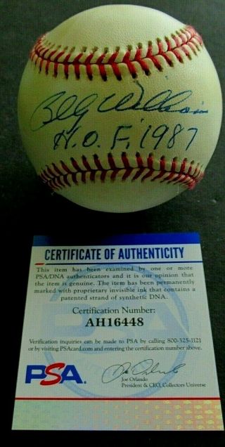 Psa/dna Certifiedbilly Williams Autographed Nl Baseball Signed H.  O.  F.  1987 Bold