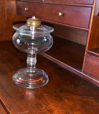 Antique Vintage Heavy Hand Blown Kitchen Globe Oil Lamp