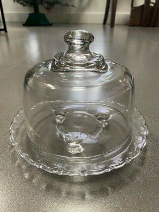 Vintage Heavy Glass DISPLAY,  Cheese or Cake Stand With Dome Lid, 3