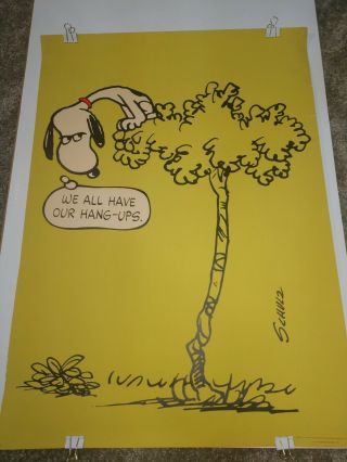 Vintage Peanuts Snoopy Poster " We All Have Our Hang - Ups.  "