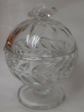 Vintage Cut Crystal Candy Dish And Lid With Bumblebee Handle.