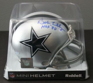 Bob Lilly Autographed Mini Helmet Signed Dallas Cowboys Auto Hall Of Famer Hof