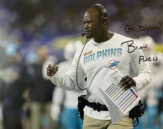 Brian Flores Hand Signed 8x10 Photo Miami Dolphins Football Coach Autograph