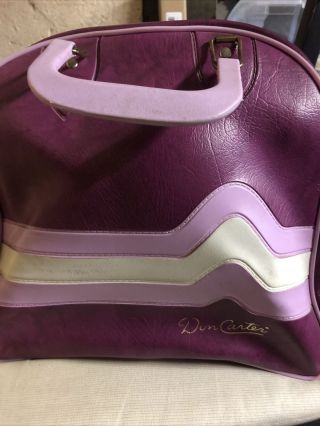 Don Carter Vintage 70’s Bowling Ball Bag Metal Rack Purple Pink Chevron Stripes