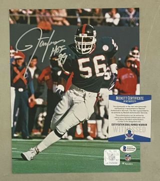 Lawrence Taylor " Hof 1999 " Signed 8x10 Photo Bas Witnessed Ny Giants