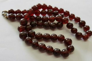 Vintage Russian Cherry Amber Bead Necklace 20 Grams