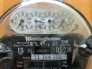 Vintage Antique Westinghouse Watt Hour Meter 1920 1930 Steam Punk 2