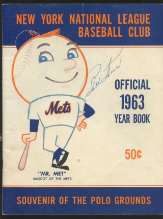 Ralph Kiner Hof Signed Mets 1963 Official Yearbook Autograph Auto W/ Jsa