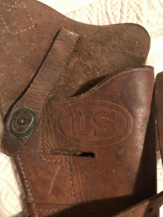 Vintage Us Military Brown Leather Sling Holster Enger Kress 1943
