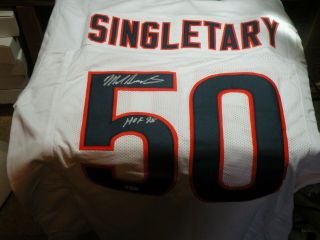 Mike Singletary Autographed Custom Jersey With Hof Inscription Beckett Auth