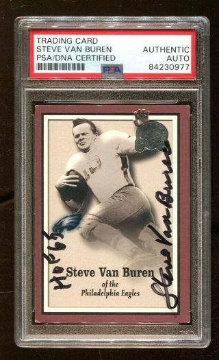 Steve Van Buren Signed 2000 Fleer Greats Game 57 Autographed Eagles Psa/dna 77