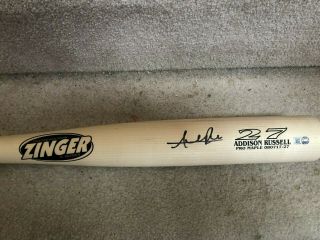 Addison Russell Autographed Game Model Zinger Bat Chicago Cubs
