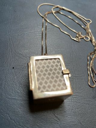 Vintage Sterling Silver Card Box Pendant With 54 Cards & Chain