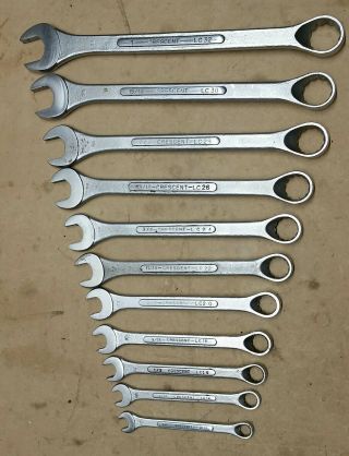 Vintage Crescent 11 Piece Standard Sae 12 Point Combination Wrench Set Usa