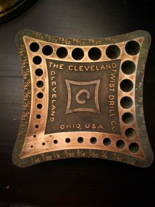 Vintage Cleveland Ohio Twist Drill Bit Index Holder Bronze Usa