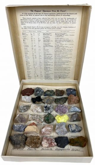 Vintage Set Minerals Of The Desert 30 Specimens W Id Info Sheet Rocks Gems