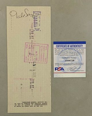 Gale Sayers Signed Check Autographed Auto Psa/dna Chicago Bears Hof