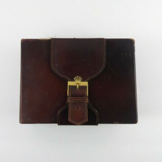 Vintage Rolex 70s 80s Leather Day - Date 71.  00.  04 Wood Box Case
