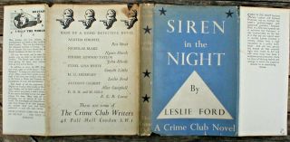 LESLIE FORD: SIREN IN THE NIGHT.  1ST COLLINS CRIME CLUB 1944 2